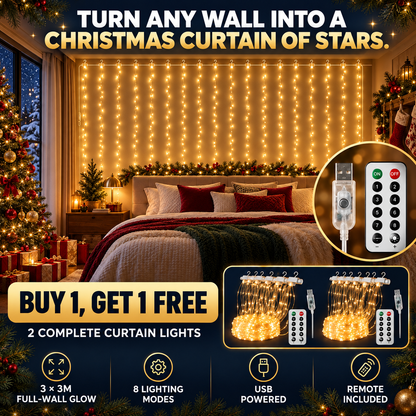 USB-Powered Dimmable LED Copper Wire Curtain Lights with Remote Control