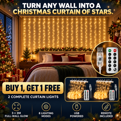 USB-Powered Dimmable LED Copper Wire Curtain Lights with Remote Control