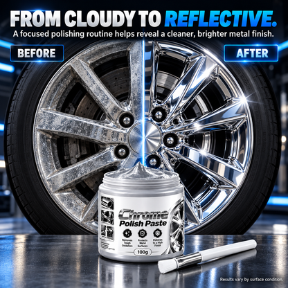 Metal Chrome Polish & Restorer Paste with Brush