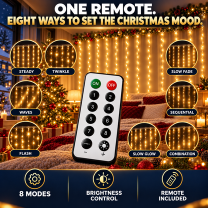 USB-Powered Dimmable LED Copper Wire Curtain Lights with Remote Control