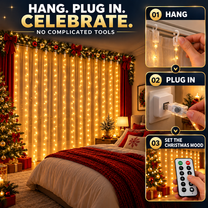 USB-Powered Dimmable LED Copper Wire Curtain Lights with Remote Control