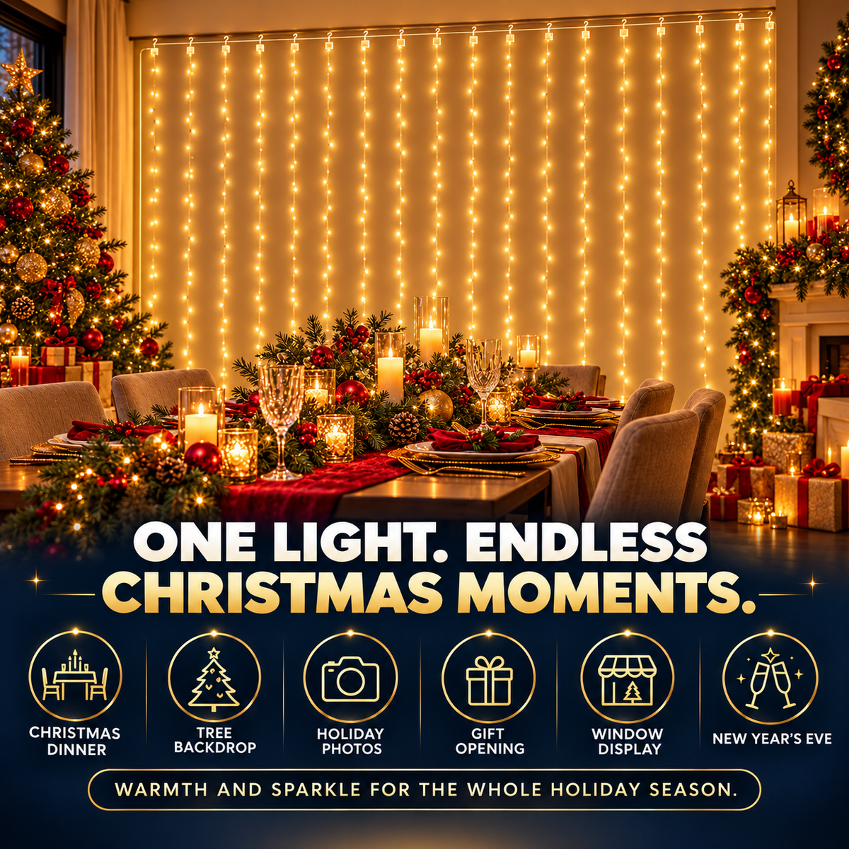 USB-Powered Dimmable LED Copper Wire Curtain Lights with Remote Control