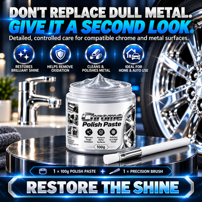 Metal Chrome Polish & Restorer Paste with Brush